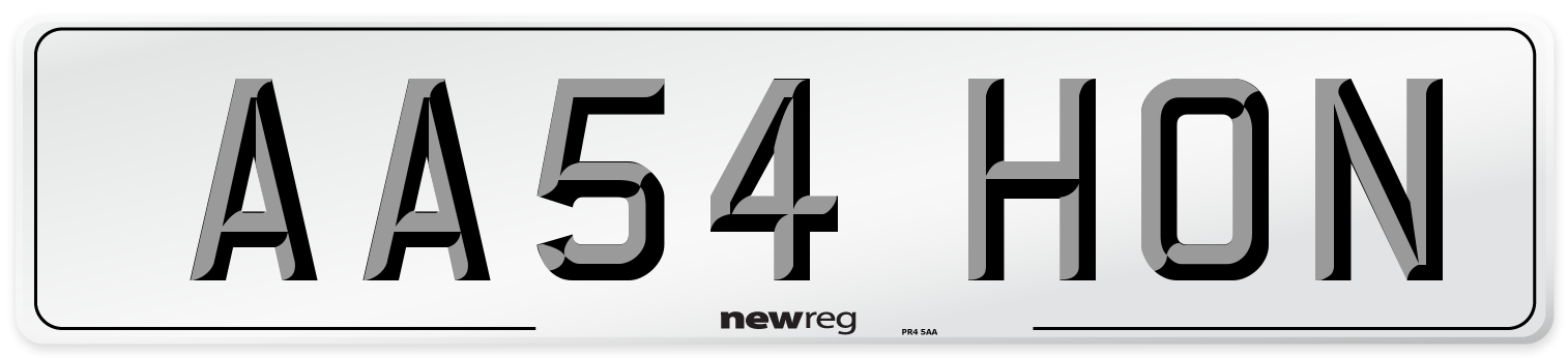 AA54 HON Number Plate from New Reg